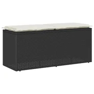 Ławki ogrodowe - vidaXL Ławka ogrodowa z poduszką Czarna 110x40x44 cm Polirattan - miniaturka - grafika 1