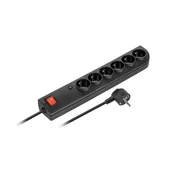 Listwy zasilające - Listwa przeciwprzepięciowa 6xz/u 3m czarna PSF4-603-2 - miniaturka - grafika 1