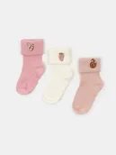 Skarpetki dla dzieci - Sinsay - Prążkowane skarpetki antypoślizgowe z haftem 3 pack - wielobarwny - miniaturka - grafika 1