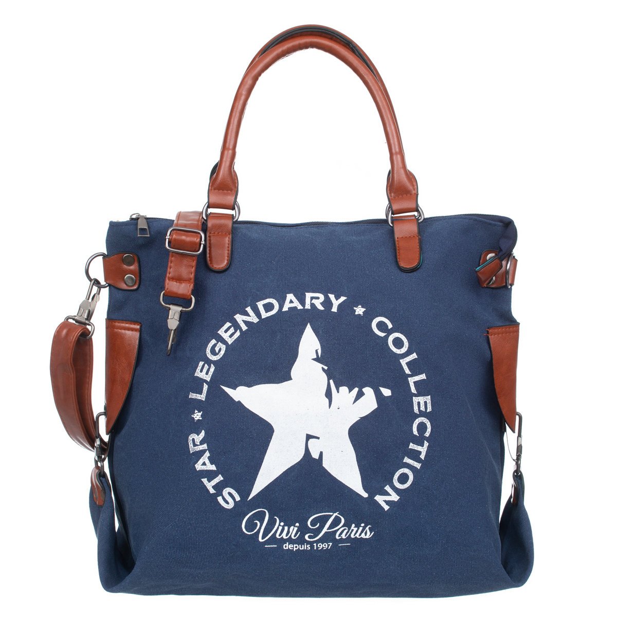 Torba Weekendowa Plażowa Shopperka Vivi Paris Granatowa