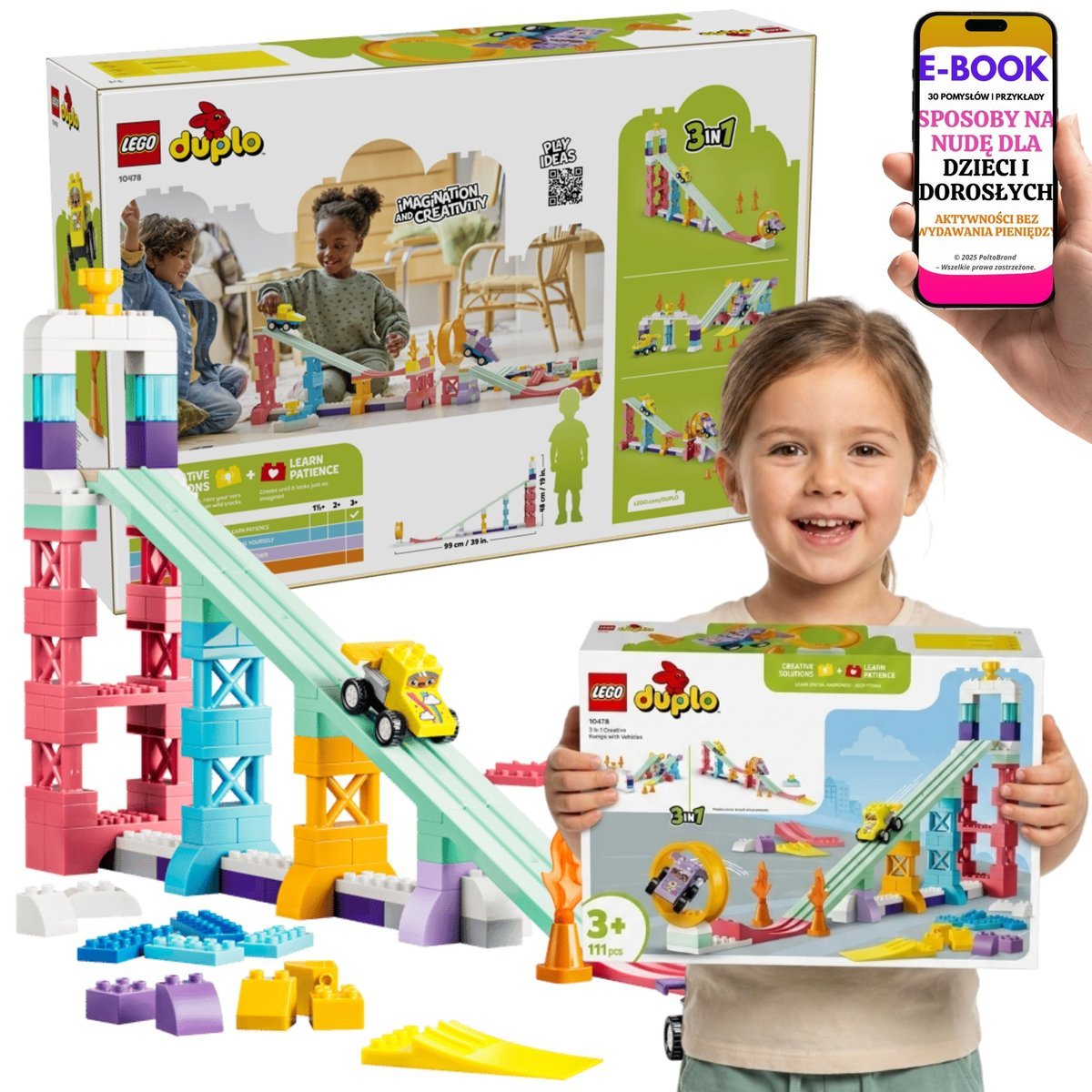 LEGO DUPLO Kreatywne Rampy z Pojazdami 10478 Wyścigówki + E-BOOK-3