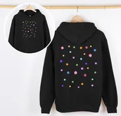 Bluzy dla dziewczynek - CZARNA Bluza w kropki z kapturem dla dziewczynki - miniaturka - grafika 1