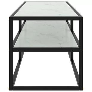 Lumarko Szafka pod telewizor, czarna z marmurowym szkłem, 120x40x40 cm - Szafki RTV - miniaturka - grafika 4