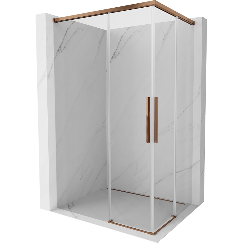 Mexen Rox Duo kabina prysznicowa rozsuwana 80 x 75 cm, transparent, różowe złoto - 8C2D-080-075-60-00