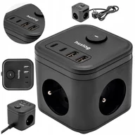 Przedłużacze i rozgałęźniki - Przedłużacz Kostka Zasilająca 4 Usb 3 Gniazda Smart Listwa Huslog - miniaturka - grafika 1
