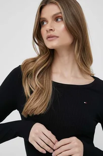 Tommy Hilfiger longsleeve damski kolor czarny - Bluzki damskie - miniaturka - grafika 1
