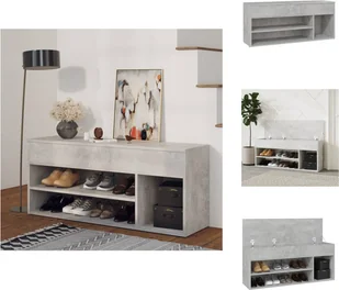 vidaXL Ławka na buty betonowa szara 105x30x45 cm materiał drewnopochodny - Stojaki i szafki na buty - Szafki na buty - miniaturka - grafika 1