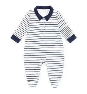 Pajac Bawełniany Z Kołnierzykiem W Paski 56 - Pajacyki dla niemowląt - miniaturka - grafika 1