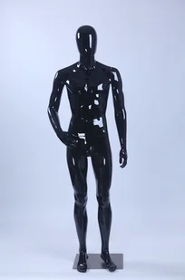 piękny stojący męski manekin DM2-H abstrakcyjny czarny błyszczący lakierowany manekin - Manekiny wystawowe - miniaturka - grafika 1