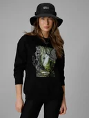 Bluzy damskie - 4F Bluza dresowa loose bez kaptura damska - czarna XS - miniaturka - grafika 1