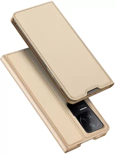 Dux Ducis Skin Pro kabura etui pokrowiec z klapką Xiaomi Poco F4 5G złoty - Etui i futerały do telefonów - miniaturka - grafika 1