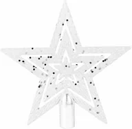 Ozdoby bożonarodzeniowe - Gwiazda choinkowa biała z brokatem - 1 szt. - miniaturka - grafika 1