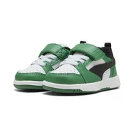 Odzież sportowa dziecięca - Sneakersy PUMA Rebound V6 Lo dla małych dzieci PUMA White Black Archive Green - miniaturka - grafika 1