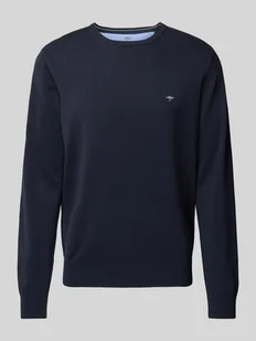 Sweter z dzianiny z wyhaftowanym logo model ‘Superfine’ - Swetry męskie - miniaturka - grafika 1