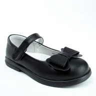 Buty dla dziewczynek - APAWWA MC289 dziecięce balerinki czarne wkładka profilowana skóra - miniaturka - grafika 1