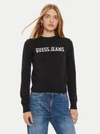 Swetry damskie - Guess Jeans Sweter W4BR10 Z3HM1 Czarny Regular Fit - miniaturka - grafika 1