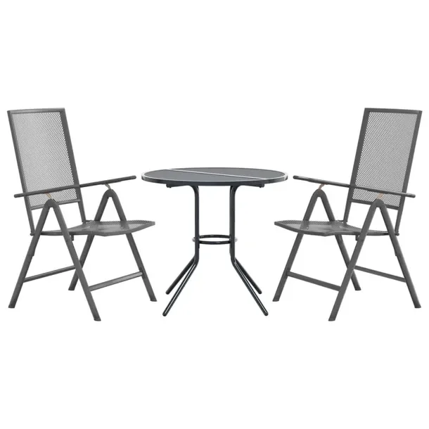 Zestaw mebli ogrodowych Antracytowy Styl - 57 x (61-94) x (84-104) cm, stal