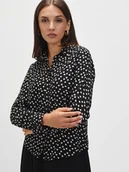 Koszule damskie - Czarna koszula w groszki - miniaturka - grafika 1