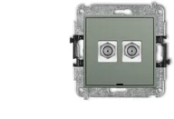 Gniazdka elektryczne - Karlik MINI Mechanizm gniazda antenowego podwójnego typu F SAT niklowany szałwiowy 61MGFBO-2 - miniaturka - grafika 1