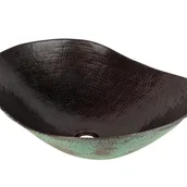 Umywalki - Miedziana umywalka nablatowa z Meksyku Picaflor – Owalna umywalka łazienkowa nablatowa z ręcznie kutej miedzi 49,5x38,5x16,5 cm Miedziany zlew - miniaturka - grafika 1