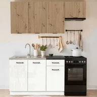 Meble kuchenne - Zestaw Mebli Kuchennych MODERN 170 cm Dąb Artisan/Biały Połysk Ryflowany Nowoczesny - miniaturka - grafika 1