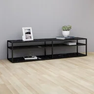 Szafki RTV - Lumarko Szafka pod TV, czarny marmur, 180x40x40,5 cm, szkło hartowane - miniaturka - grafika 1