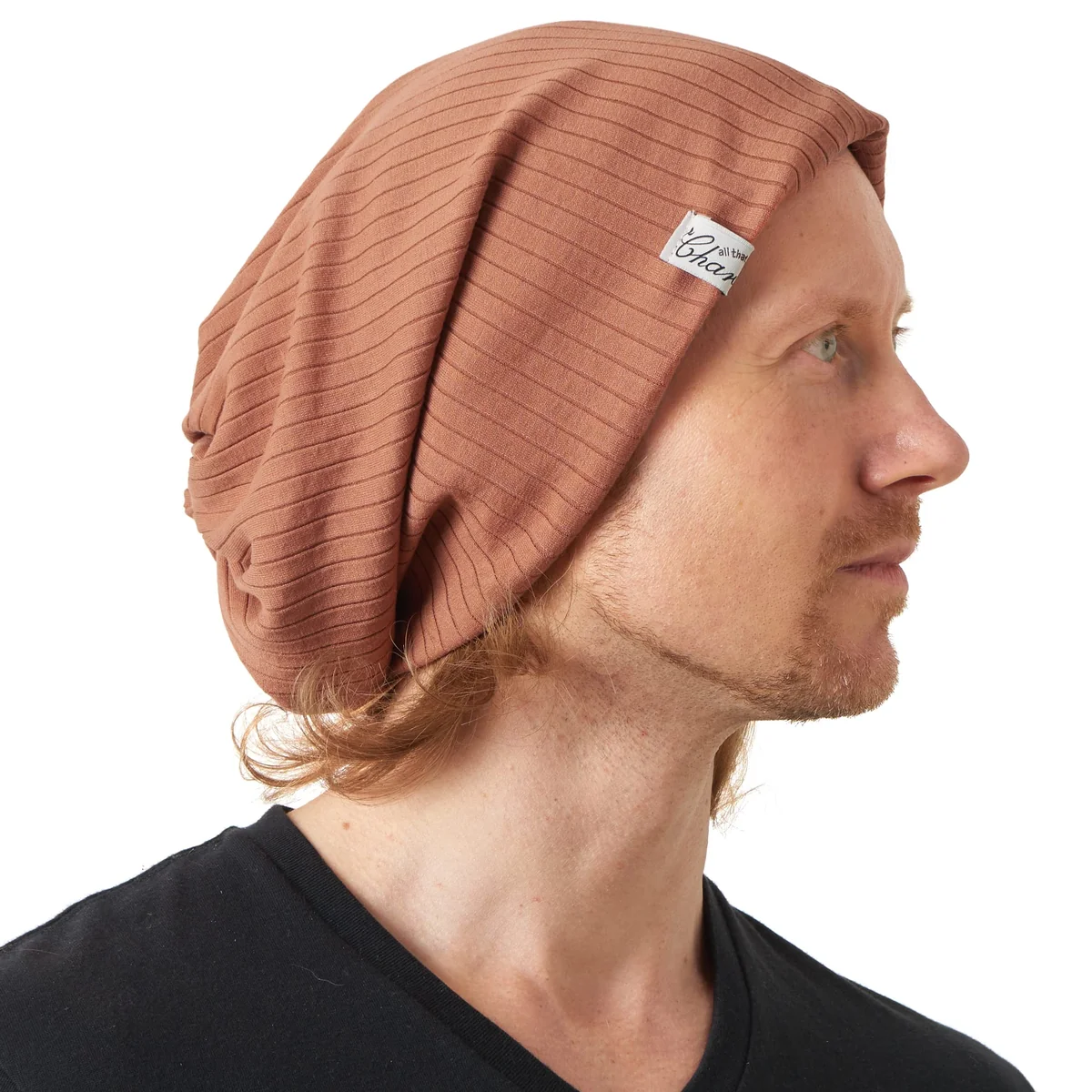 CHARM Męska letnia czapka beanie opaska na głowę - luźna czapka damska czapka ocieplacz na szyję opaska na głowę, Terakota, Rozmiar uniwersalny