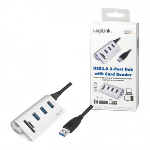 Logilink Aluminiowy HUB 3xUSB3.0 z czytnikiem kart pamięci - Czytniki kart pamięci - miniaturka - grafika 1