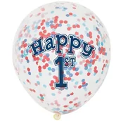 Balony i akcesoria - Balon z konfetti, cyfra 1, 12", 6 sztuk - miniaturka - grafika 1