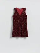 Sukienki - Reserved - Cekinowa sukienka mini - bordowy - miniaturka - grafika 1
