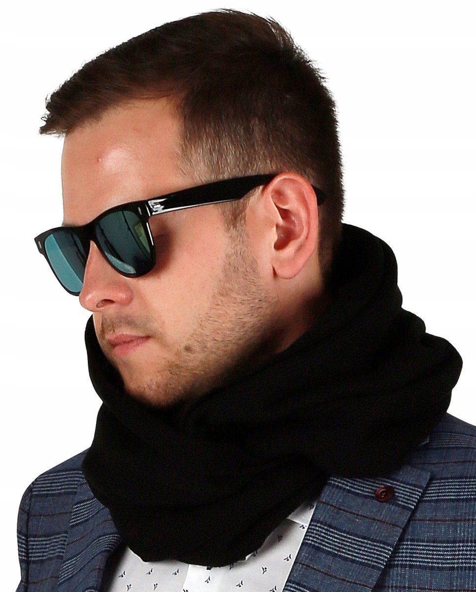 Czarny klasyczny komin szal męski 1A