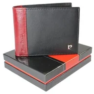 Portfele - Portfel Męski Skórzany PIERRE CARDIN Skóra Licowa Duży Poziomy Bez Zapięcia CZARNY Z Czerwonym Paskiem 8806 - miniaturka - grafika 1