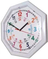 Zabawki interaktywne dla dzieci - Zegar edukacyjny nauka czasu oktagon biały - miniaturka - grafika 1