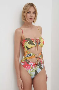 Desigual jednoczęściowy strój kąpielowy PALMS ONE PIECE kolor żółty lekko usztywniona miseczka 24SWMK05 - Stroje kąpielowe - miniaturka - grafika 1