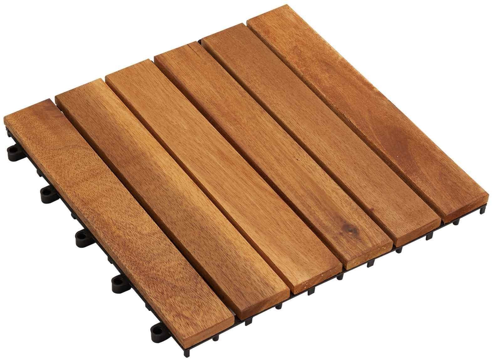vidaXL Płytka Tarasowa 10 pcs Brązowy 30 x 30 cm Drewno Akacjowe