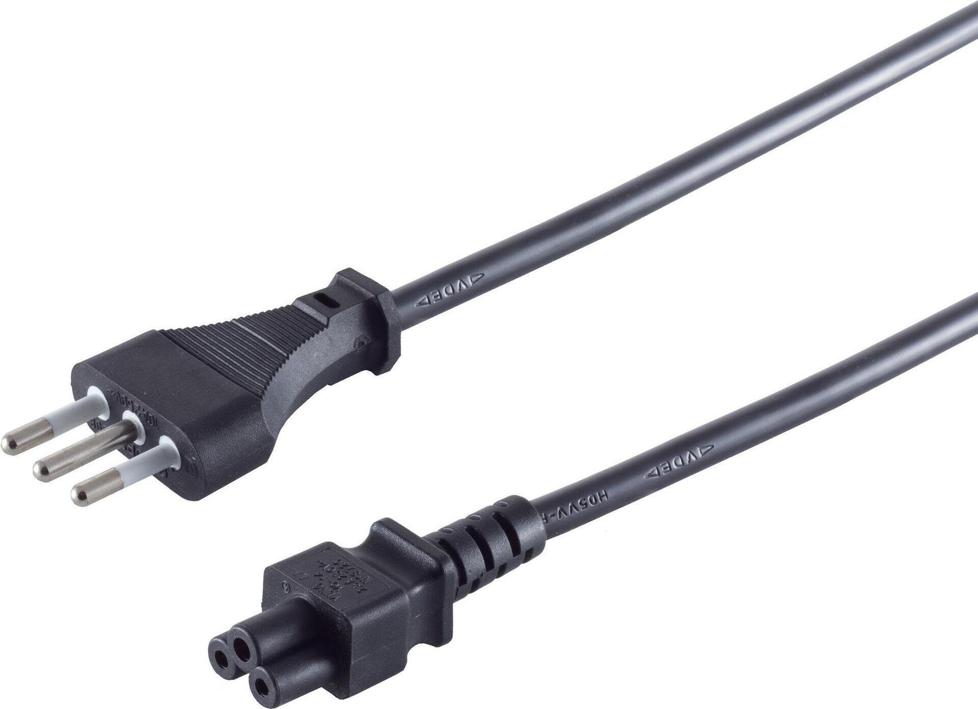 Kabel sieciowy S/CONN maximum connectivity Italy, wtyczka do 3-stykowego gniazda C5, czarny, 1,8 m (IT60001)