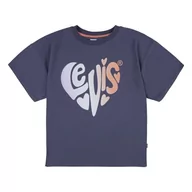 Koszulki dla dziewczynek - Levi's Koszulka dziewczęca Lvg Heart oversize 4ej236, Niebieski koronkowy, 10 lat - miniaturka - grafika 1