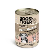 Mokra karma dla psów - Korzystny pakiet Dogs'n Tiger smakowite menu, 12 x 400 g - Dziczyzna i drób z gruszką, prosem i kasztanem - miniaturka - grafika 1