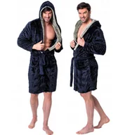 Szlafroki damskie - Tutumi Szlafrok męski Jordan Navy Grey L - miniaturka - grafika 1