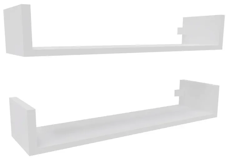 Półka wisząca ścienna do salonu zestaw 2 półek na książki 2x80 cm biała mat