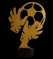 Piłki dla dzieci - Victoria Sport Trofeum metalowe z marmurową podstawą - Piłka nożna rękawica bramkarska + piłka - ver. 2 - miniaturka - grafika 1