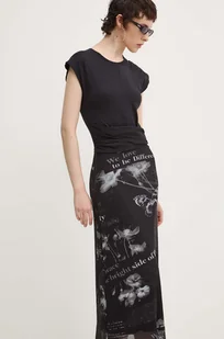 Desigual sukienka GOOD NEWS kolor czarny maxi rozkloszowana 24WWVK77 - Sukienki - miniaturka - grafika 1