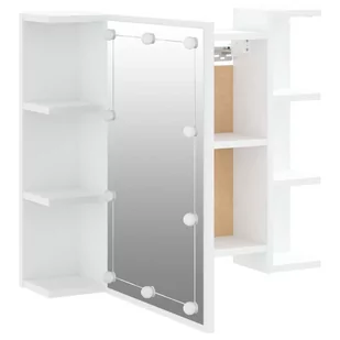 Lumarko Szafka z lustrem i oświetleniem LED, biała, 70x16,5x60 cm - Toaletki - miniaturka - grafika 11