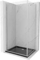 Kabiny prysznicowe - Mexen Pretoria kabina prysznicowa uchylna 70x120 cm, transparent, chrom + brodzik Flat, czarny - 852-070-120-01-00-4070 - miniaturka - grafika 1