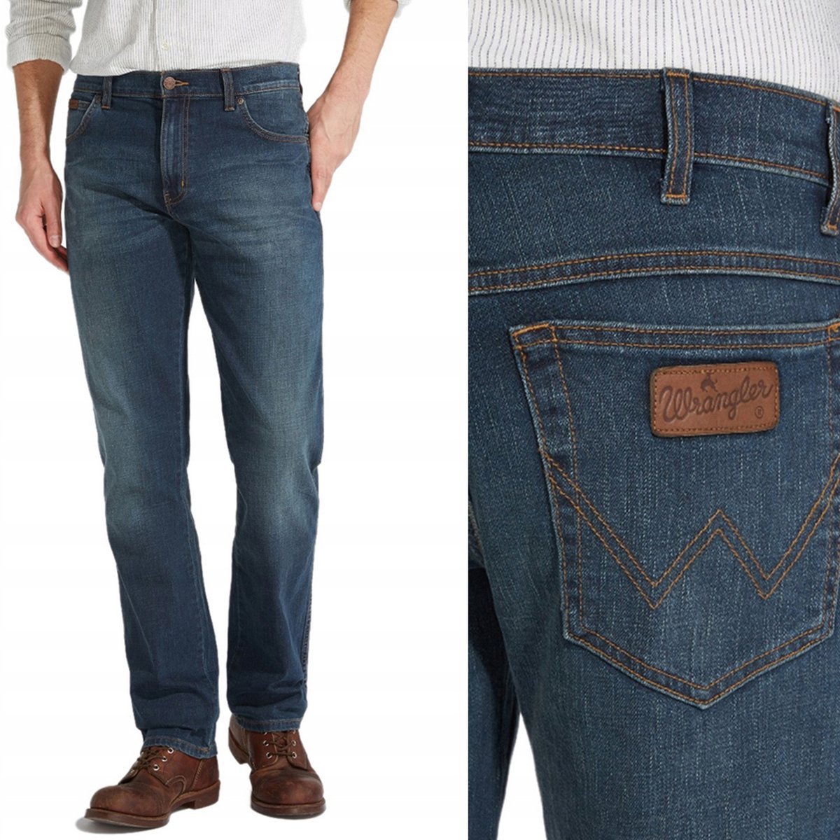 Wrangler TEXAS Vintage Tint klasyczne proste spodnie jeansowe W38 L32