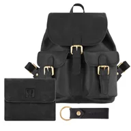 Torebki damskie - Zestaw Prezentowy Dla Niej Zup-100-Bl Plecak Skórzany T-16-Bl Portfel Skórzany T-11-Bl I Brelok Do Kluczy T-87-Hbl - miniaturka - grafika 1