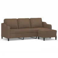 Sofy i kanapy - vidaXL 3-osobowa sofa z podnóżkiem, brązowy, 180 cm, tkaniną - miniaturka - grafika 1