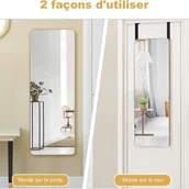 Lustra - 2 w 1 Prostokątne Lustro Ścienne, Duże Lustro Wiszące na Drzwiach, z Wysokiej Jakości Ramą Bambusową, Polerowanym Szkłem z Folią Ochronną, 100 x 35 cm - miniaturka - grafika 1