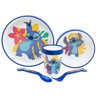 Disney Stitch - Antypoślizgowy zestaw naczyń do mikrofali 5 szt. (talerz, miska, kubeczek, widelec, łyżeczka) - Akcesoria do karmienia - miniaturka - grafika 1