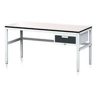 Stoły warsztatowe - B2B Partner Stół warsztatowy MECHANIC II, 1600 x 700 x 745-985 mm, 1 kontener szufladowy, szary/antracyt 1263011 - miniaturka - grafika 1